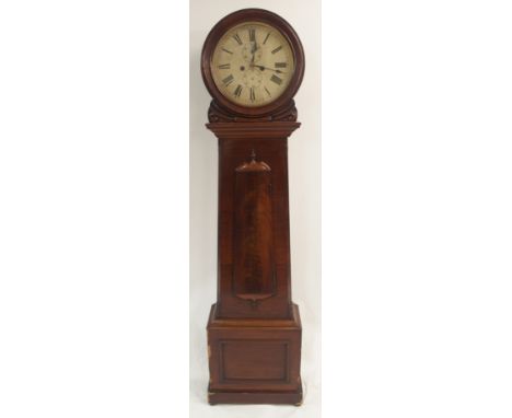 A VICTORIAN MAHOGANY DRUMHEAD LONGCASE CLOCK the enamel dial painted with Roman numerals and subsidiary dials, 193cm high Con