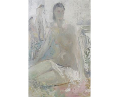 •GEORGE CAMPBELL RHA (IRISH 1917-1979) BATHERS Oil on panel board, signed and dated 1965, 89.5 x 59cm (35 1/4 x 23 1/4") Cond