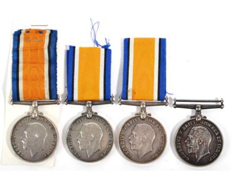 First World War Cavalry Interest: Four British War Medals, awarded to:- 6539 PTE.W.WALKER. 4-HRS.;301229 PTE.G.SNELL. 13-HRS.
