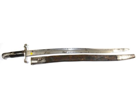 A Rare Victorian Model 1863 Whitworth Sword Bayonet, the blade and hilt with government inspector's marks, with chequered two