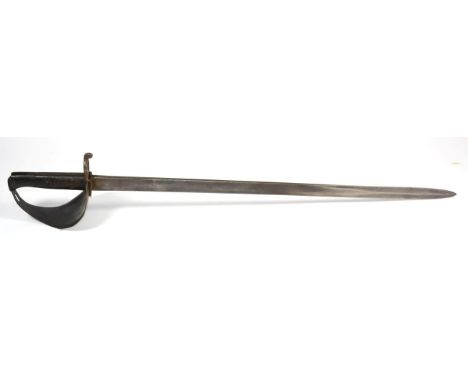 A British 1871 Pattern Naval Cutlass Bayonet, one side of the 65cm single edge steel blade stamped with a broad arrow over WD