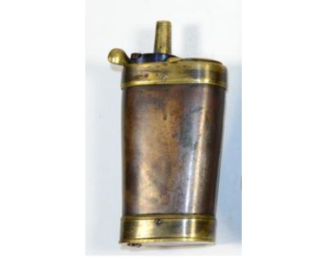 A 19th Century Copper Combination Flask by J Dixon & Sons, Sheffield, of small proportions, rounded tapering rectangular form