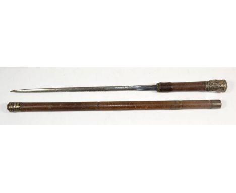 An Unusual Swordstick / Swagger Stick, the 32.5 cm  etched blade by Cogswell & Harrison Ltd., Gun Makers, 168, Piccadilly, Lo