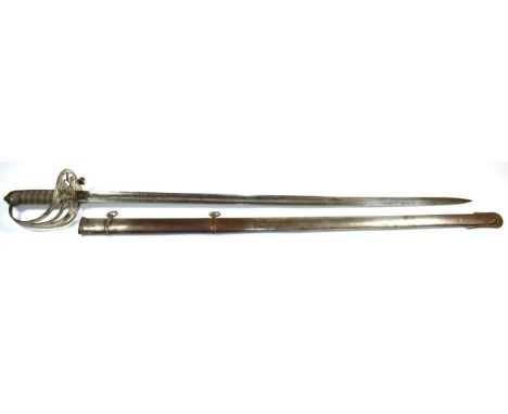 A Victorian 1827 Pattern Rifles Officer's Sword, the 83cm single edge fullered steel blade crisply etched with crowned VR cyp