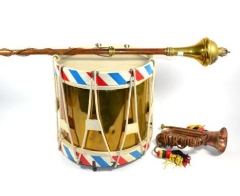 A Regimental Bandmaster's Mace, to the King's Own Royal Regiment, with brass pommel set with regimental badge, wood haft with