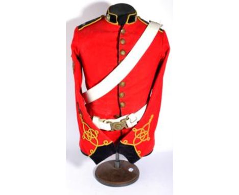 A Victorian OR's Scarlet Dress Tunic to the King's Dragoon Guards, with black facings, yellow cord trim, white collar dogs, b