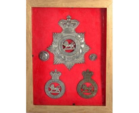 A Victorian Royal Lancaster 1st Volunteer Battalion Helmet Plate, in white metal with voided centre panel; two Similar Glenga