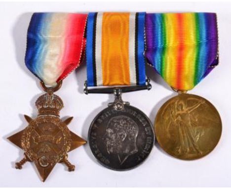 A First World War Trio, comprising 1914 Star, British War Medal and Victory Medal, awarded to 4282 PTE.R.SHARPLES, 1/K.R.RIF: