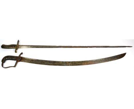 A 1796 Pattern Light Cavalry Officer's Sword, the 73cm curved fullered steel blade originally blued, faintly engraved with ma