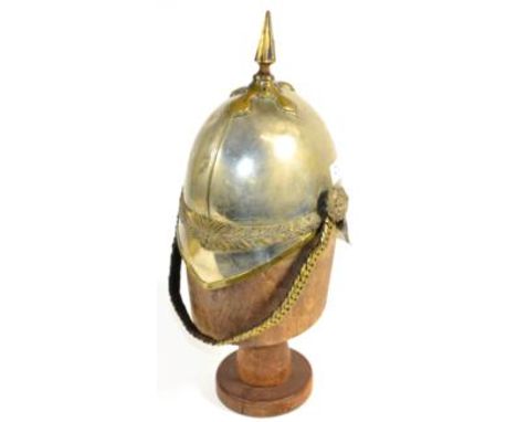 An 1871 Pattern OR's Helmet, with white metal skull, later brass spike, brass laurel bands and ear rosettes with chin scales 