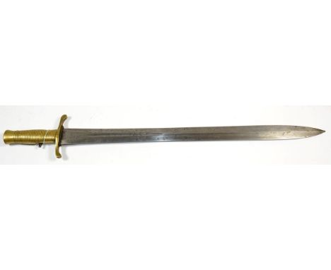 A Victorian 1837 Pattern Brunswick Sword Bayonet, the blade stamped with crowned VR /ENFIELD 1842 to one side of the ricasso,
