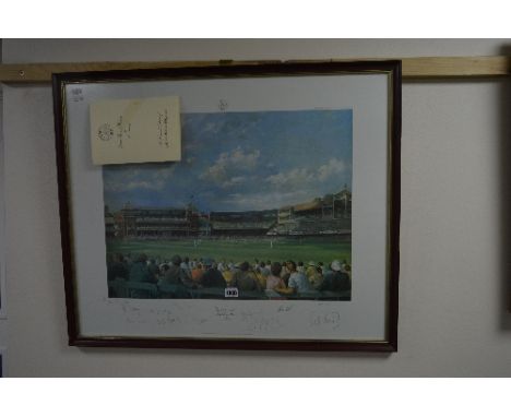 AFTER ALAN FEARNLEY, A limited edition print 'Lords Cricket Ground' No. 714/850, signed by the artist and the 1980 Centenary 