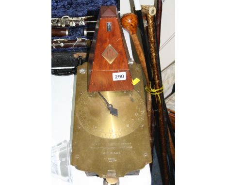 A METRONOME AND A BRASS SALTERS SPRING BALANCE (2)