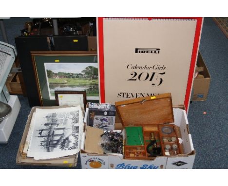 VARIOUS SUNDRIES, to include student's microscope, Pirelli calenders, limited edition print, 'Wrath of Kings' figures etc 