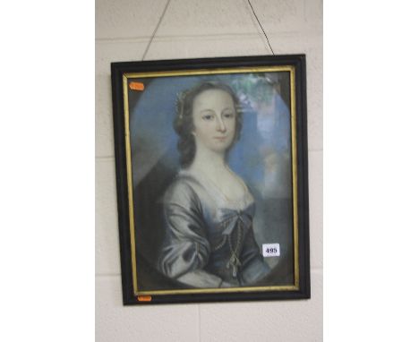 SAUNDERS, portrait of an early 18th Century lady, half length, pastels, signed in pencil ''Saunders Pinxit No. 1884'', 39.5cm