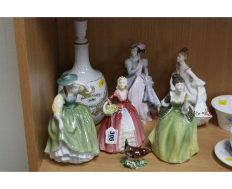 VARIOUS CERAMICS, to include four Royal Doulton figures 'Janet' HN1537, 'Buttercup' HN2309, 'Fleur' HN2368 and 'Country Rose'