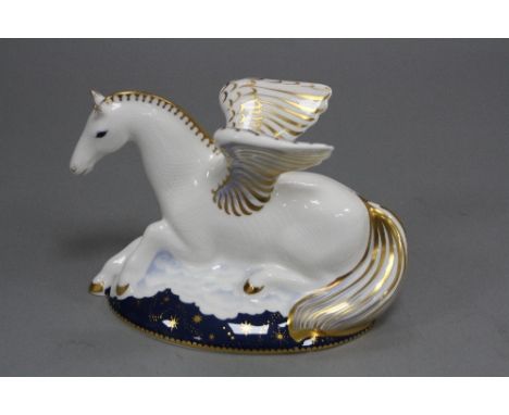 A BOXED ROYAL CROWN DERBY LIMITED EDITION PAPERWEIGHT, 'Pegasus' 600/1750, the first of a pair of Mythical Beasts designed by