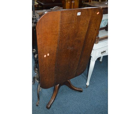 A GEORGIAN OAK RECTANGULAR TOPPED TILT TOP TRIPOD TABLE, approximate size width 94cm x depth 62cm x height 73cm