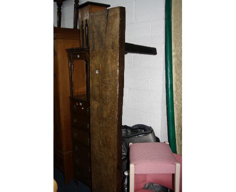 A HARDWOOD PIG BENCH, approximate size length 202cm x depth 36.5cm x height 52cm