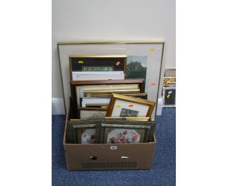PICTURES AND PRINTS, three paintings of flowers on glass, Walsall interest items, a limited edition print after Phil Greenwoo
