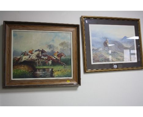 AFTER ARCHIBALD THORBURN, a limited edition print of a Stag in a  mountainous river landscape, no.281/800, published by The T