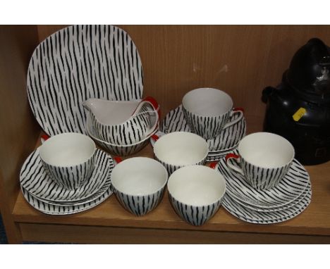 MIDWINTER 'ZAMBEZI' TEAWARES, Fashion shaped, to include six cups, six saucers, six side plates, milk jug, sugar basin and ca