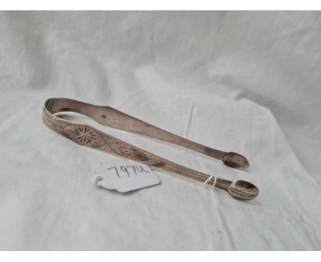 A pair of Exeter bright cut sugar tongs by R Ferris 