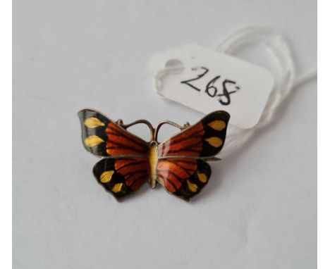 A small silver enamel butterfly brooch 