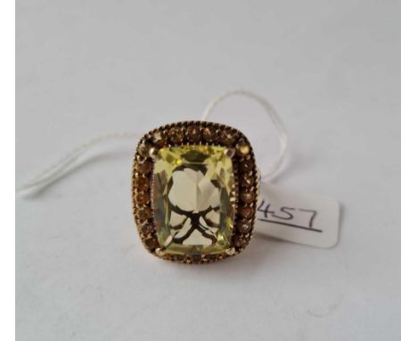 A large silver citrine dress ring - size R 