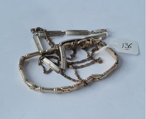 Two silver bracelets and a silver neck chain 45g