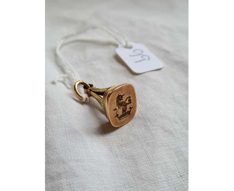 An antique gold seal with Lion &amp; Crown intaglio together with wax impression