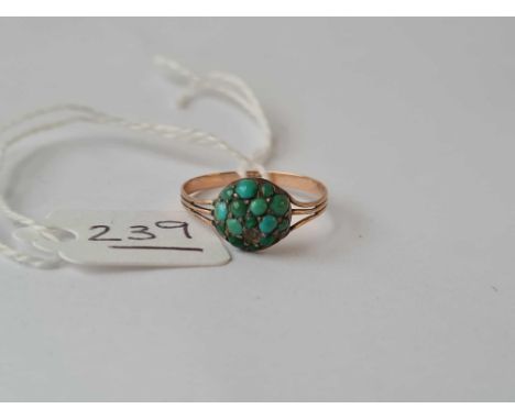 A 19th century turquoise set gold ring (stone missing) - size P -2.4gms