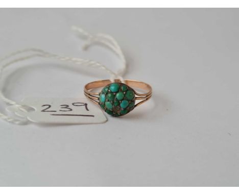 A 19th century turquoise set gold ring (stone missing) - size P -2.4gms