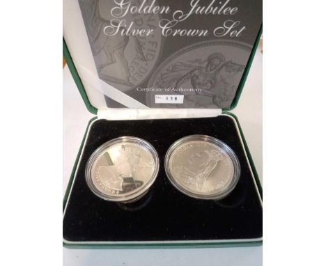 Golden Jubilee silver crown set 1887 + 2002 boxed