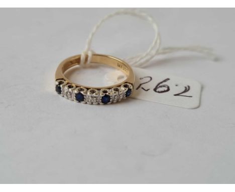 A 7 stone sapphire &amp; white stone dress ring - size L 