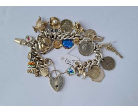 A silver charm bracelet - 98gms