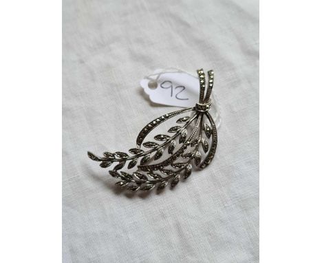 A Vintage silver marcasite set spray brooch