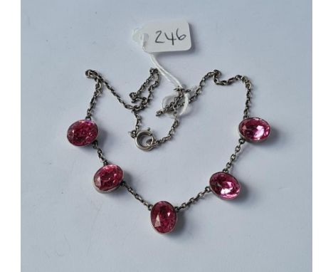 An Edwardian silver &amp; pink paste necklace