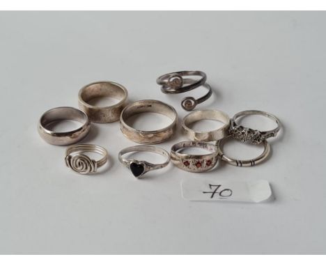 10 x assorted silver vintage rings  29.3g