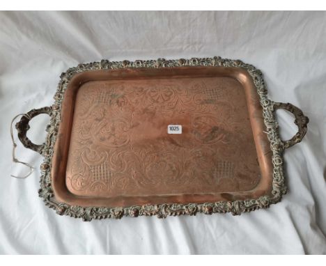 A Sheffield plated 2 handled tray 25 inches wide 