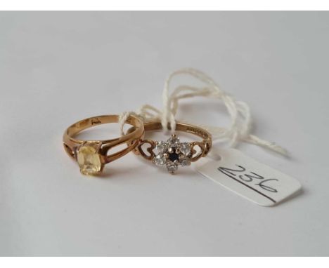 A 14ct gold dress ring - size H &amp; a 9ct dress ring - size L - 2.8gms