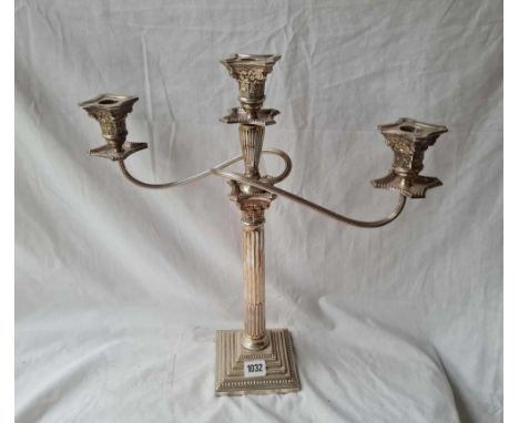 Another candelabrum on step square base 19 inches high no nozzles 