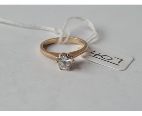 A single stone ring in 9ct - stone approx. 1 carat - size M.5 - 2.8gms