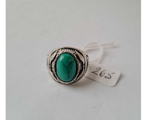 A large silver &amp; turquoise dress ring 