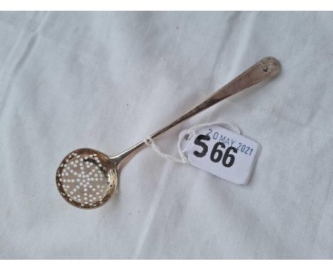 A small early George III bottom marked sifter spoon with crested end 