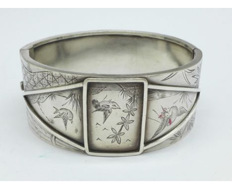 A Victorian white metal bangle 