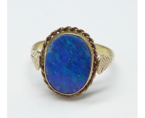 A 9ct gold and opal ring, 2.2g, O, opal a/f 