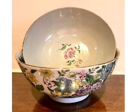 TWO ORIENTAL CERAMIC BOWLS ONE REPAIRED