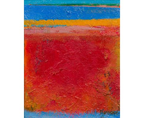 KROME BARRATT (1924-1990) British (AR)Red BayOil on board, signed, framed.  16.5 x 19.5 cm.  CONDITION REPORTS: Generally goo