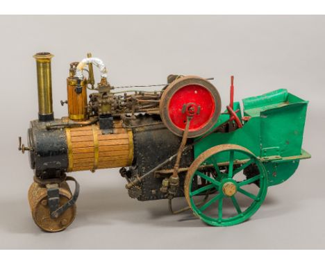 A Scratch Built scale model live steam traction engine99 cm long.  CONDITION REPORTS: Some rust wear, screw lacking to fixing